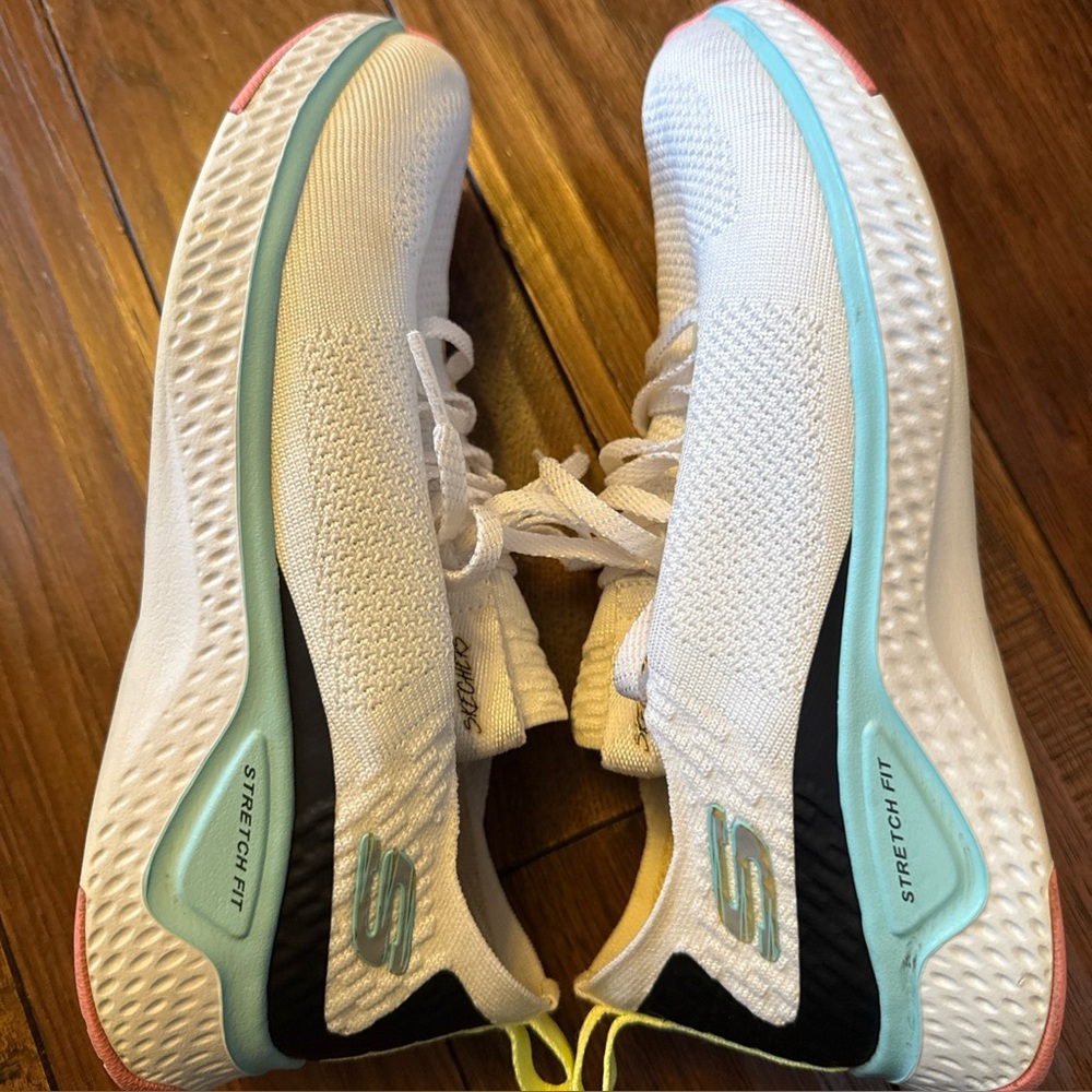 Skechers Air-Cooled Sneakers Shoes White Pink Mint SN 13325 Women‎ Size 8